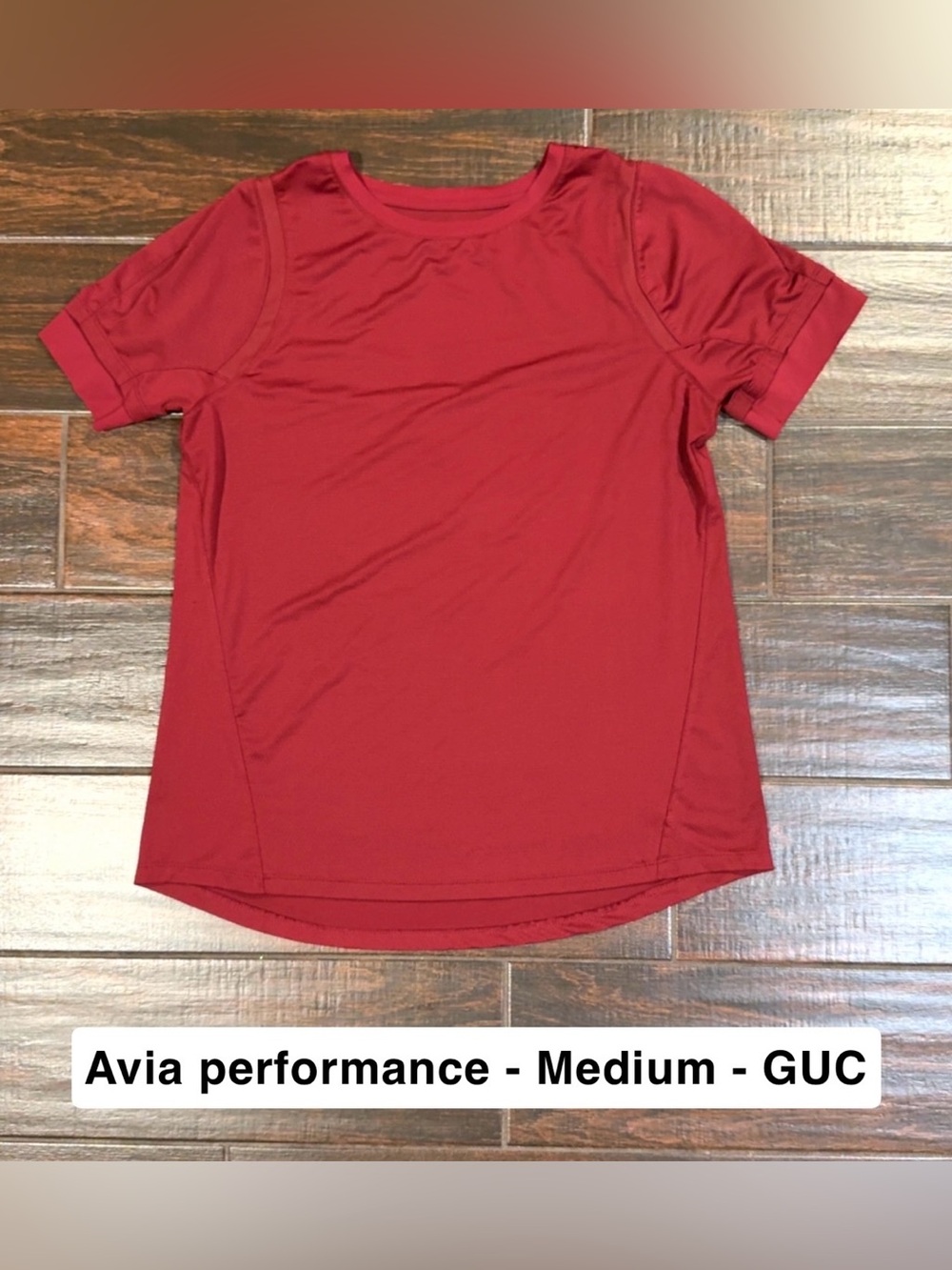 Avia Red Short Sleeve Performance Athletic Tee Womens Medium